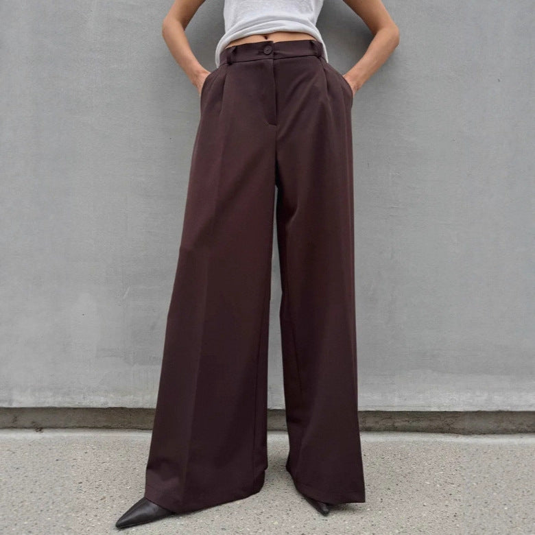High Waist Draped Suit Pants