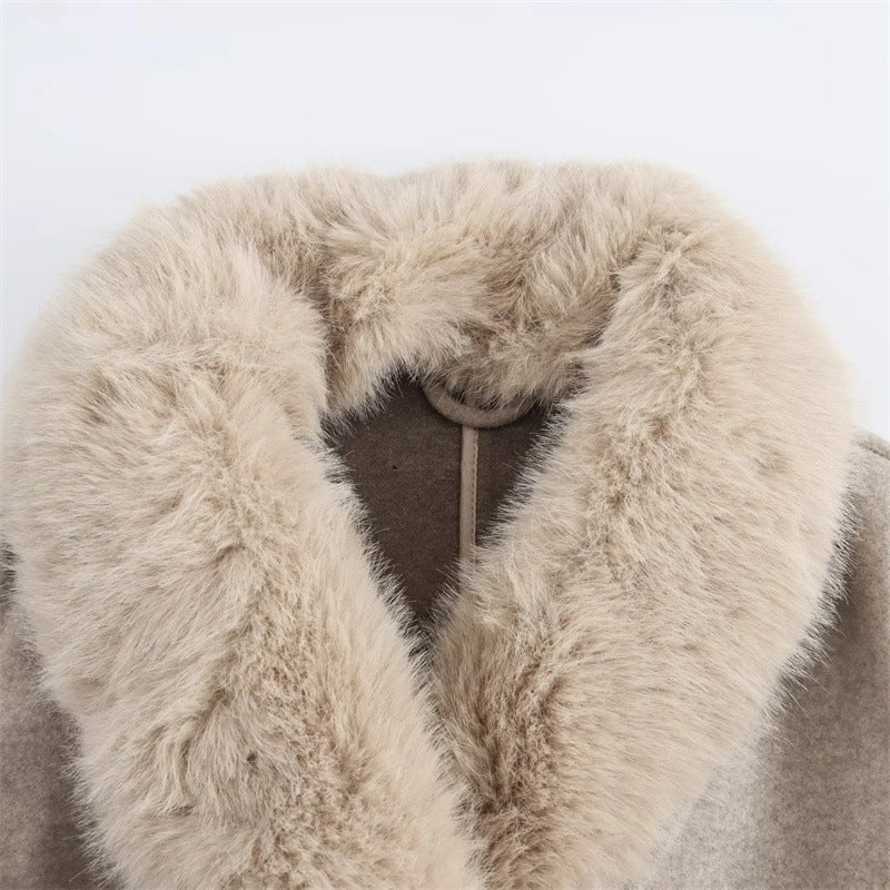 Fur Effect Woolen Coat