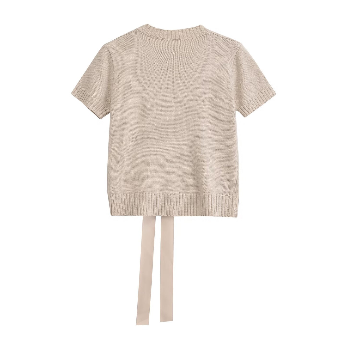 Bowknot Short Sleeve knitted Sweater