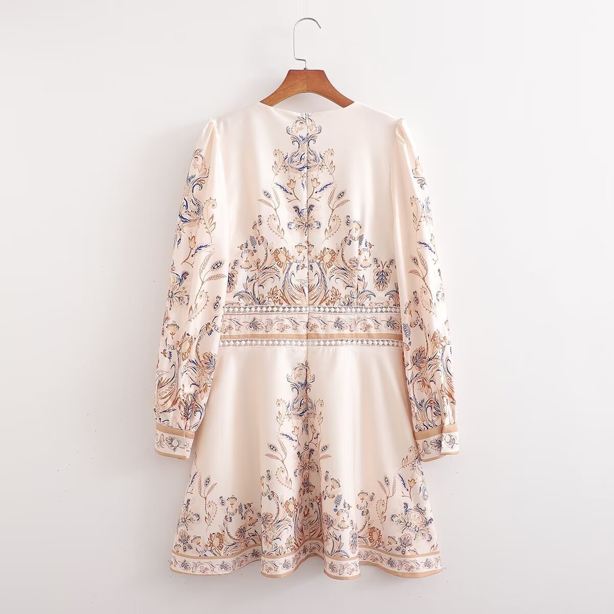 Long Sleeve V-neck Printed Dress