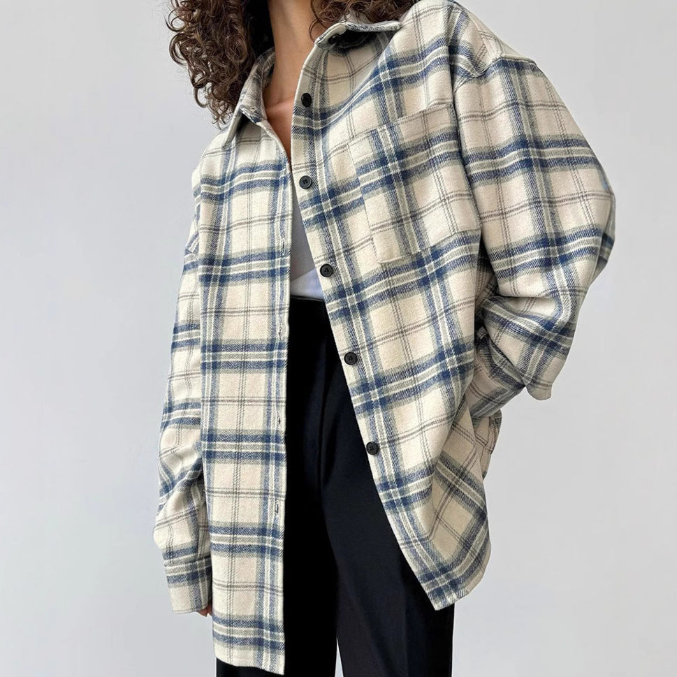 Loose Plaid Long Sleeve Shirt