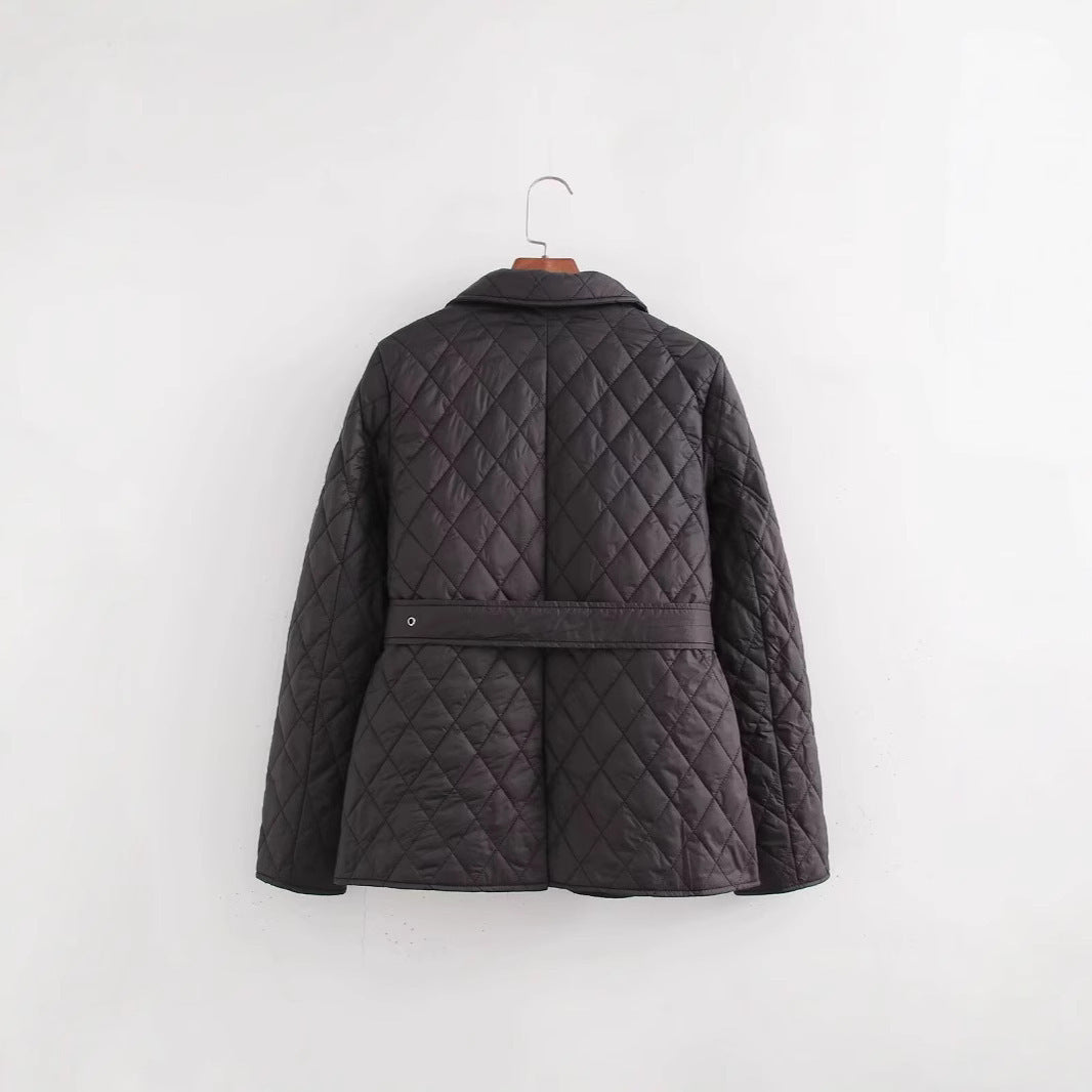 Belt Quilted Cotton Jacket