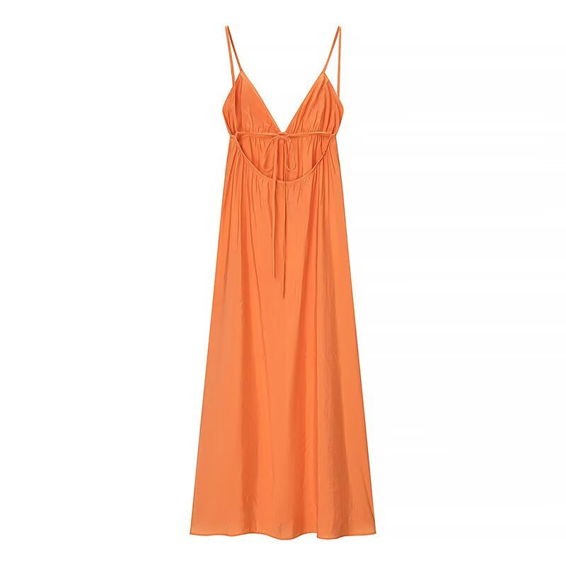 Backless Spaghetti Straps Midi Dress