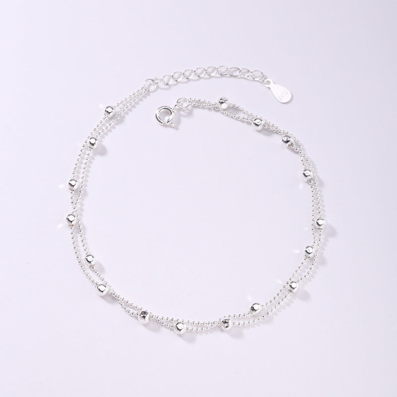 925 Sterling Silver Round Beads Anklet