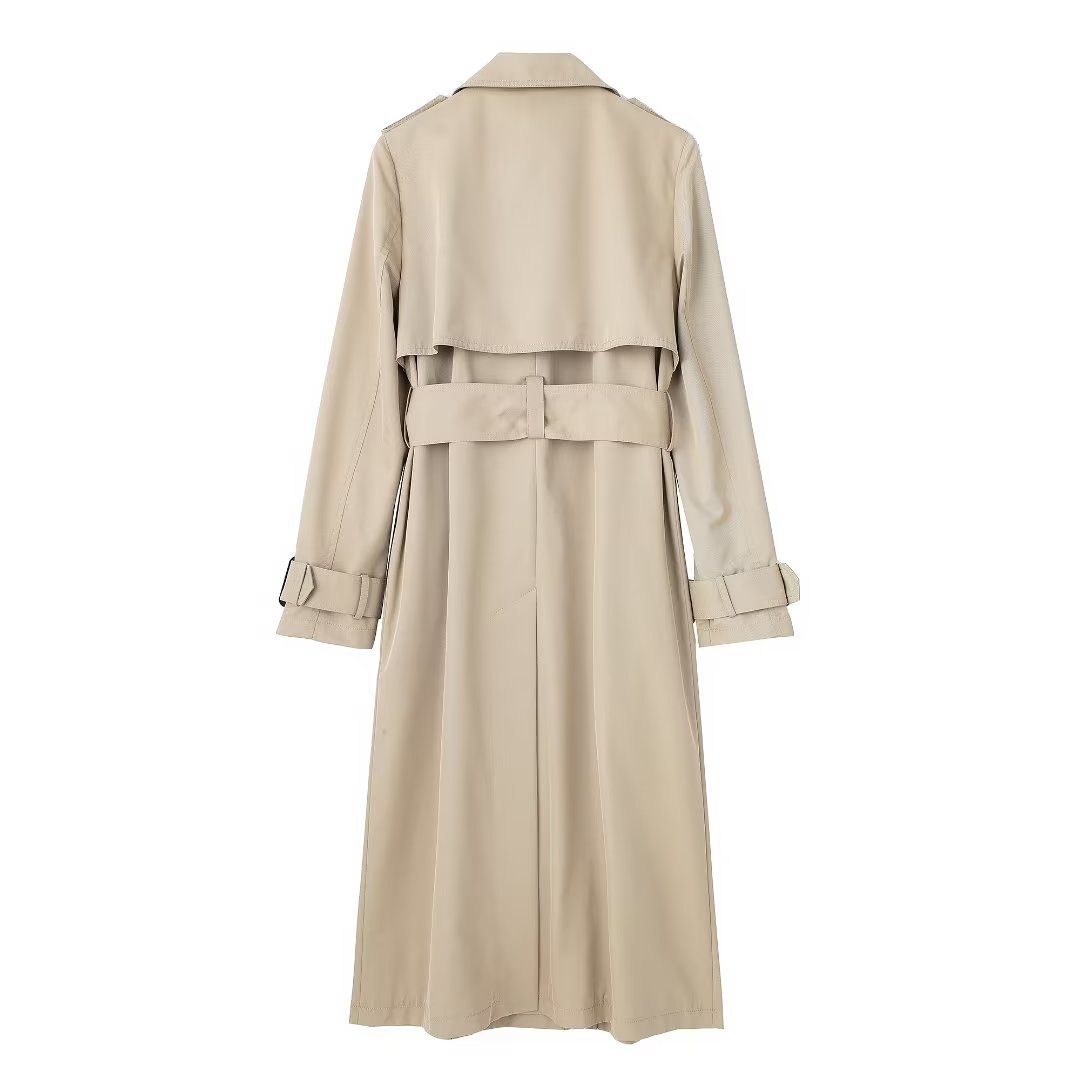 Double Row Ornament Belt Trench Coat