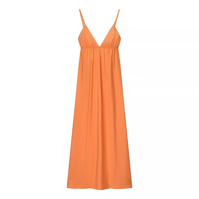 Backless Spaghetti Straps Midi Dress