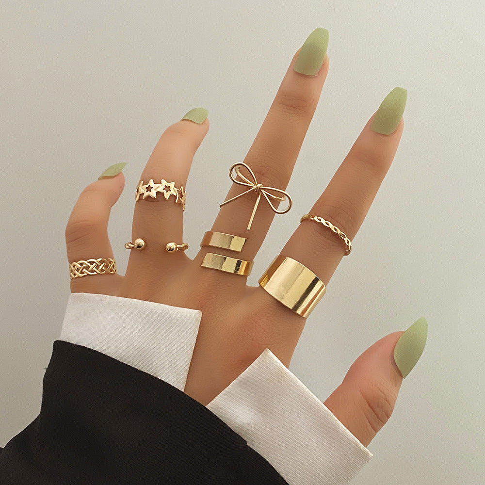 Open Ring 7-piece Set Bow Ring