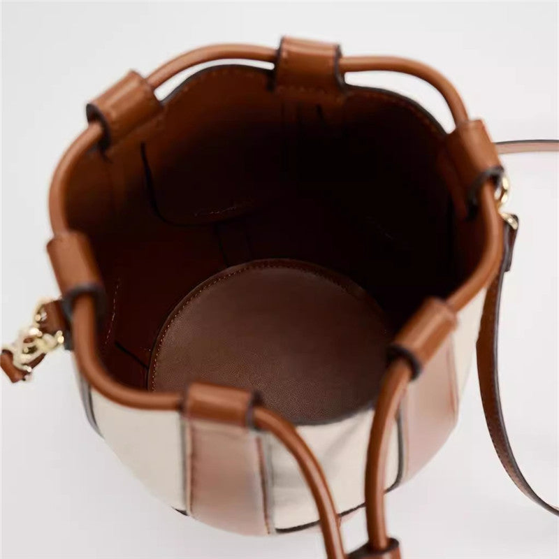 Canvas Crossbody Bucket Bag