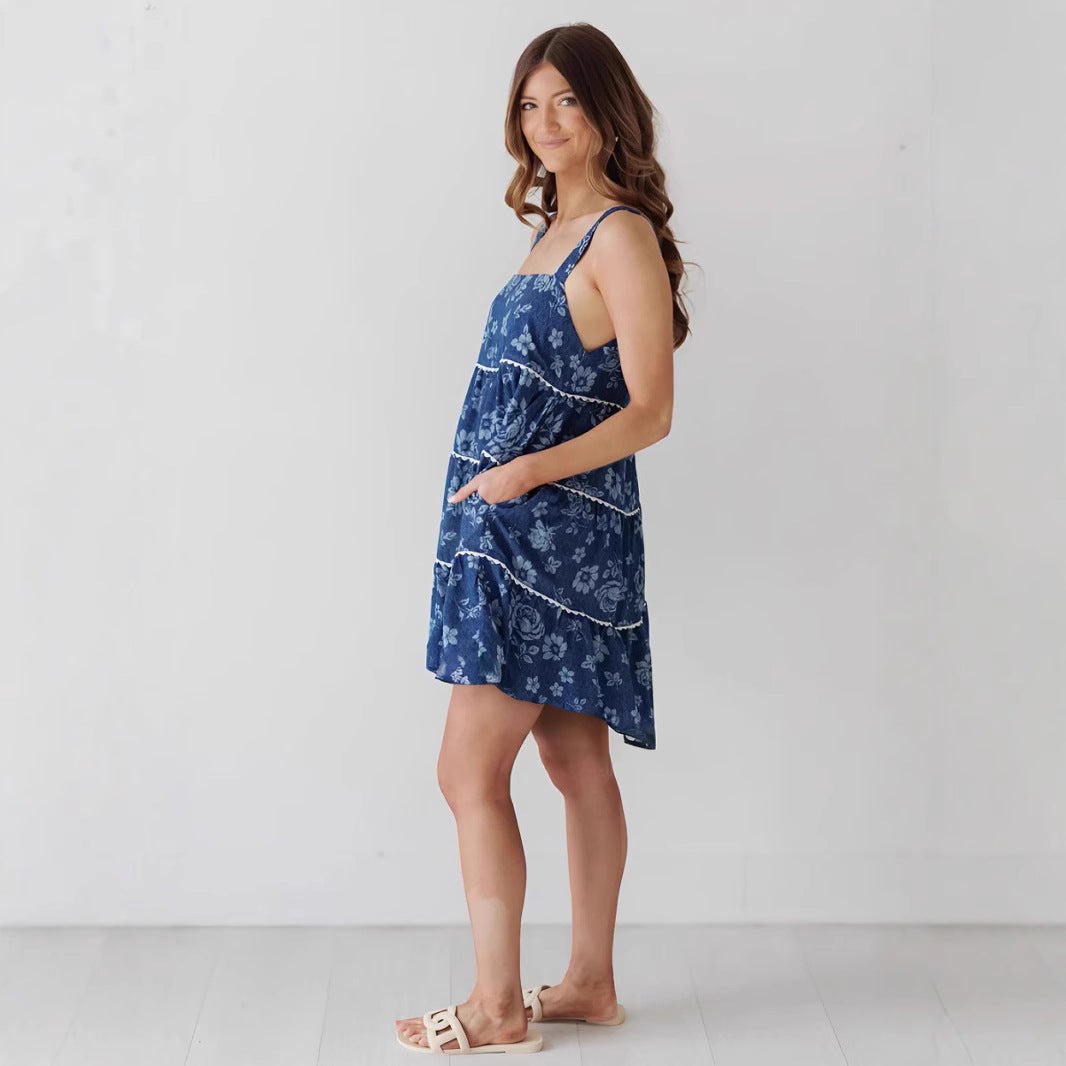 Backless Denim Dress