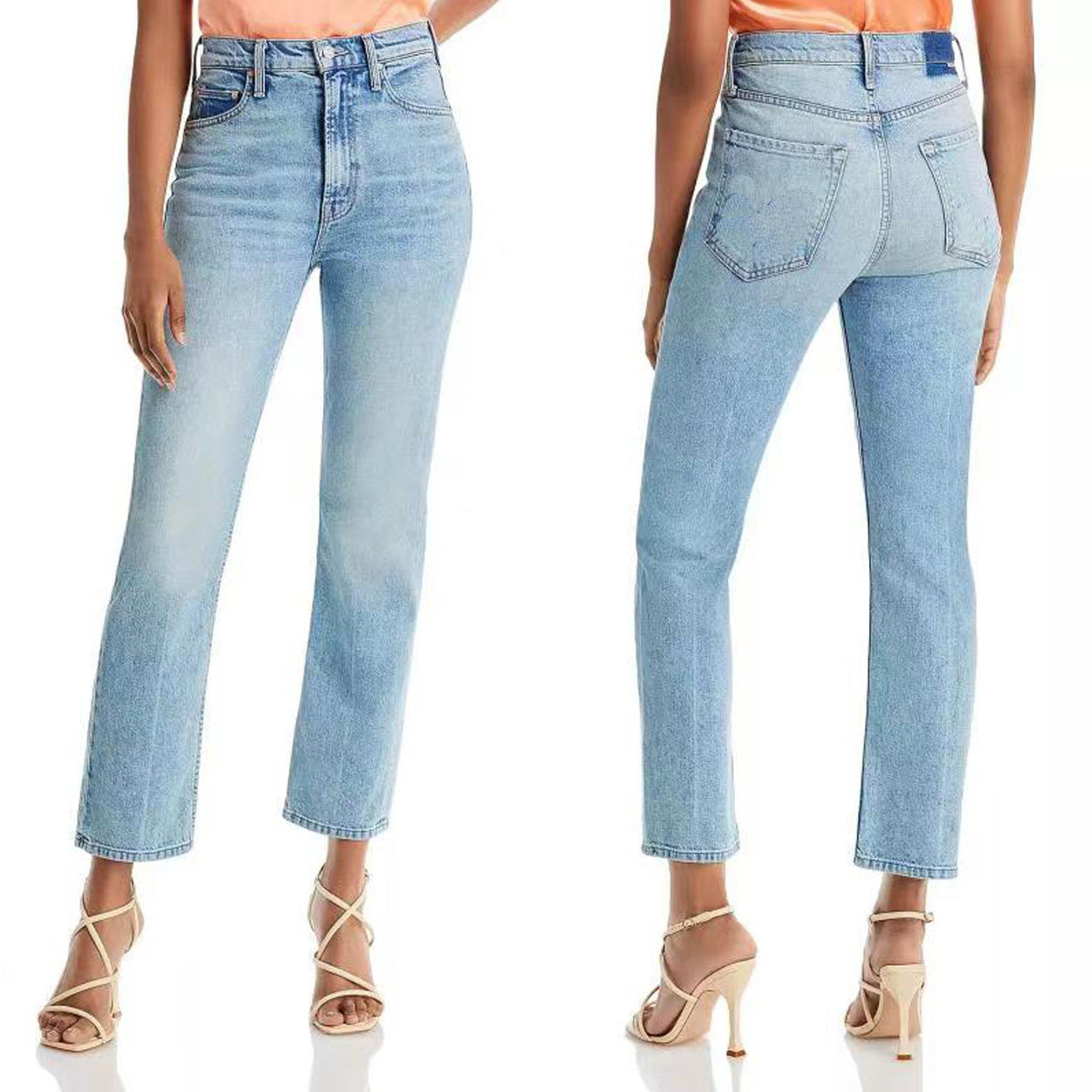 High Waist Stretch Cropped Jeans
