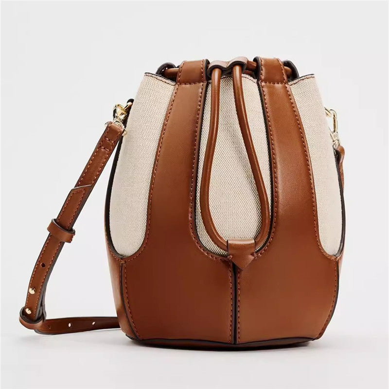 Canvas Crossbody Bucket Bag