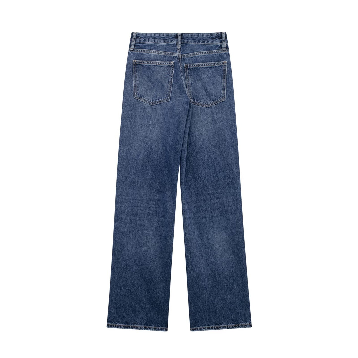 Mid-waist Straight Wide Leg Denim Trousers