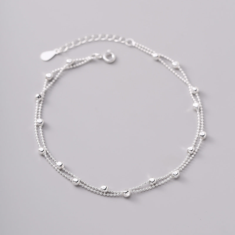 925 Sterling Silver Round Beads Anklet