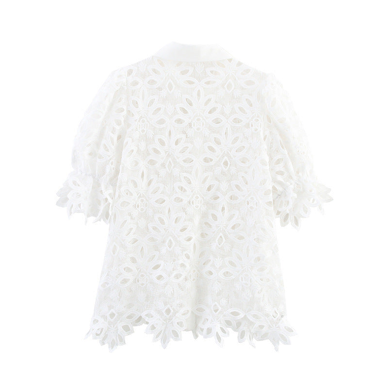 Embroidery Puff Sleeve shirt