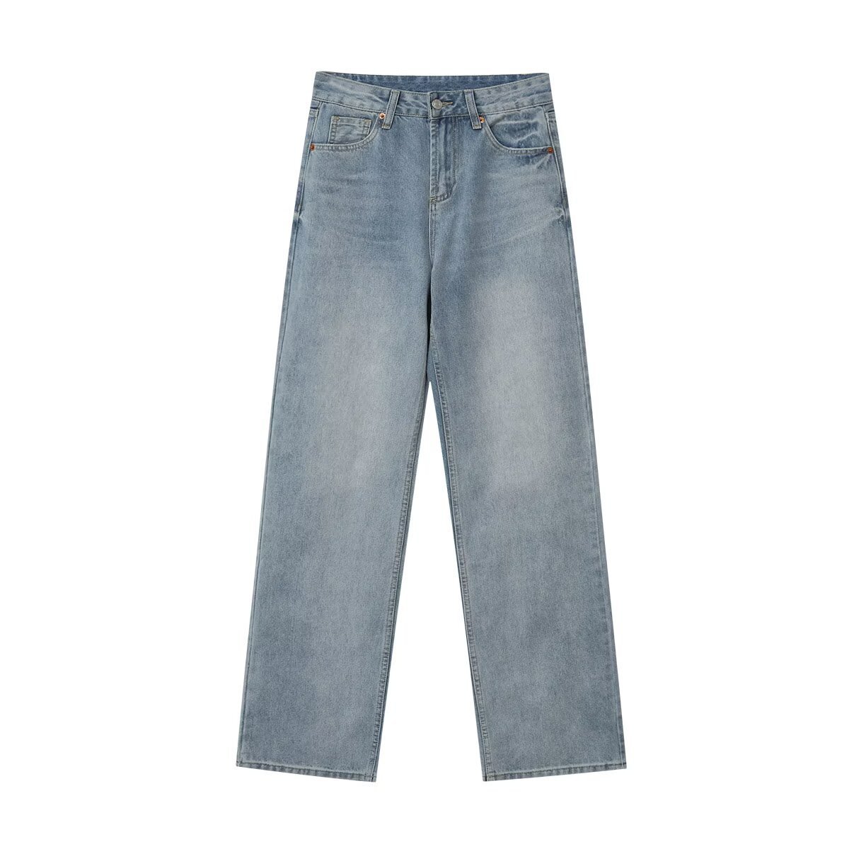 Wide-leg Mid-waist Straight Jeans