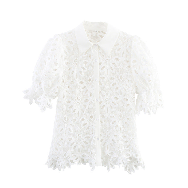 Embroidery Puff Sleeve shirt