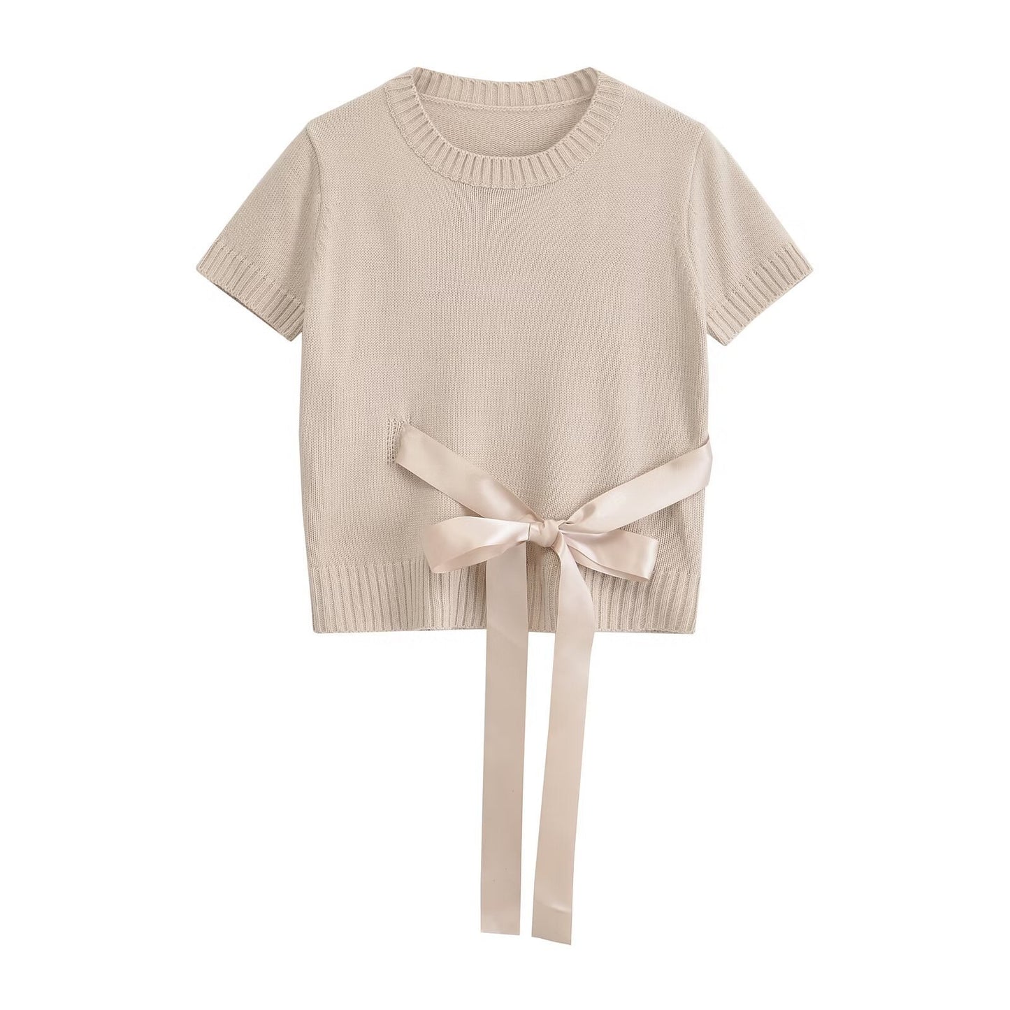 Bowknot Short Sleeve knitted Sweater