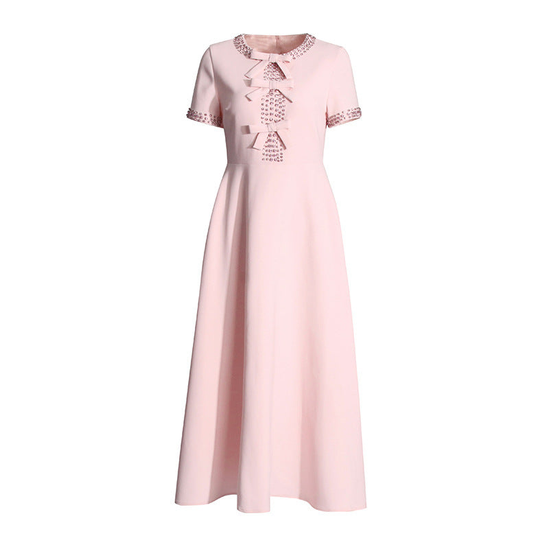 Rhinestone Bow High Waist Dress