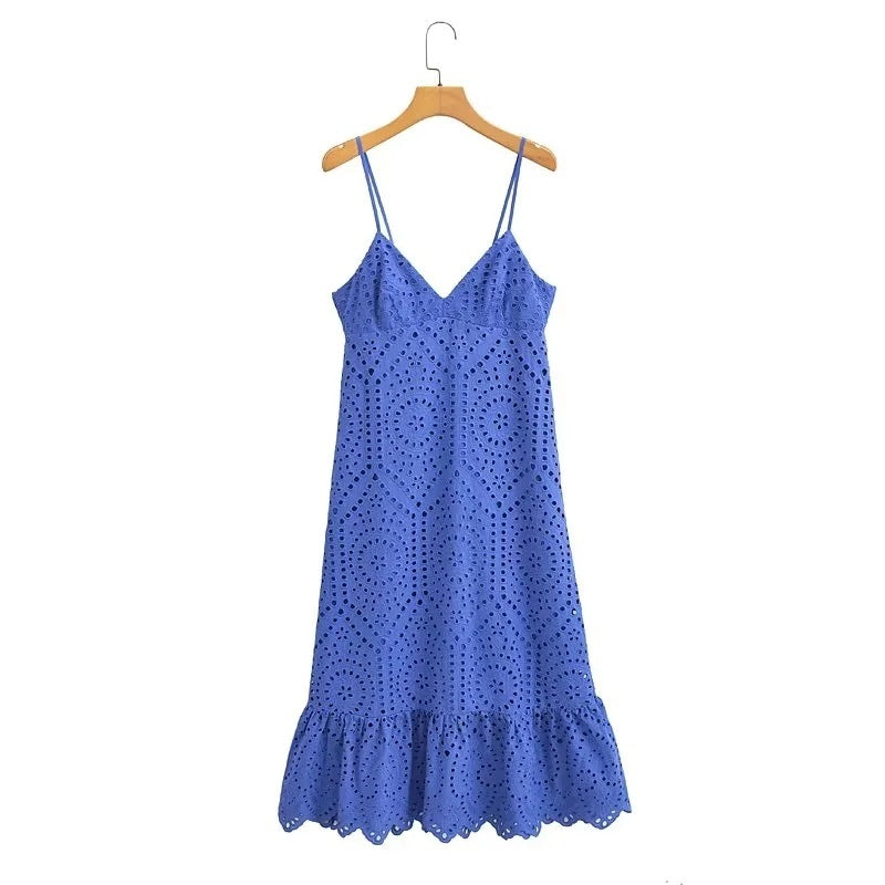 All-matching Hollow Embroidery Dress Women