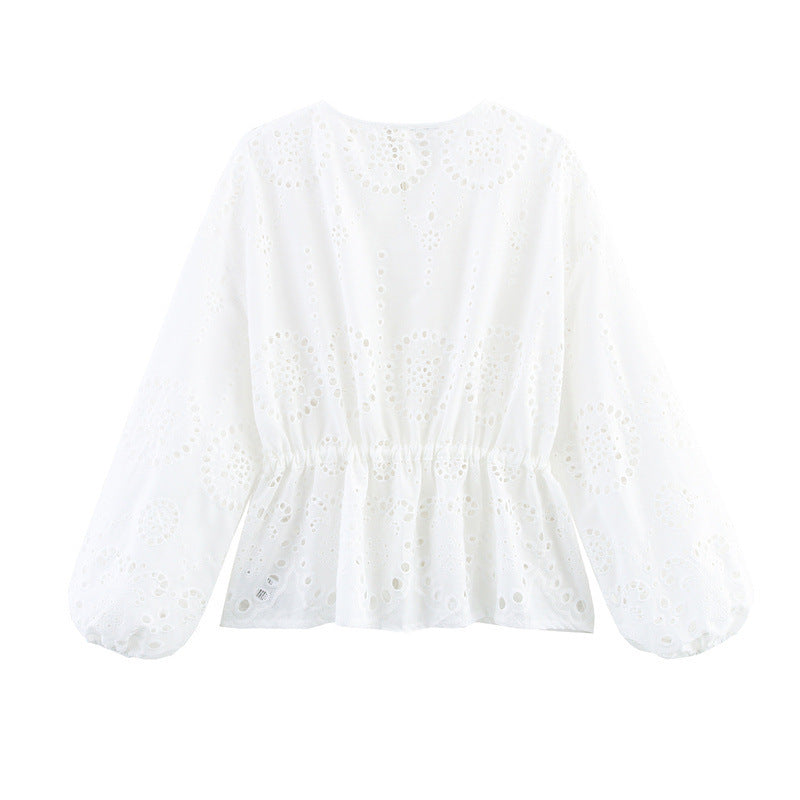 Embroidered Lantern Sleeve shirt
