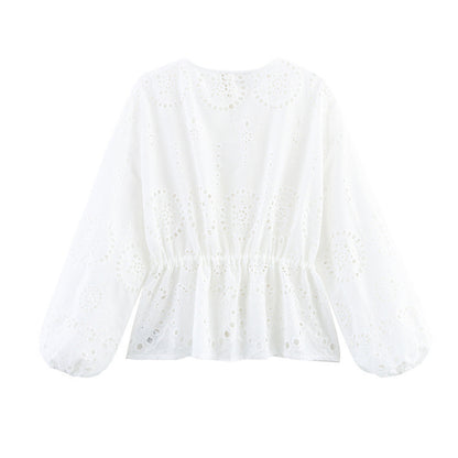 Embroidered Lantern Sleeve shirt