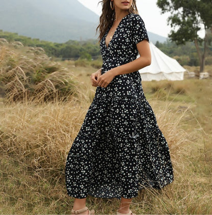 Ruffled Floral Bohemian Dress Women