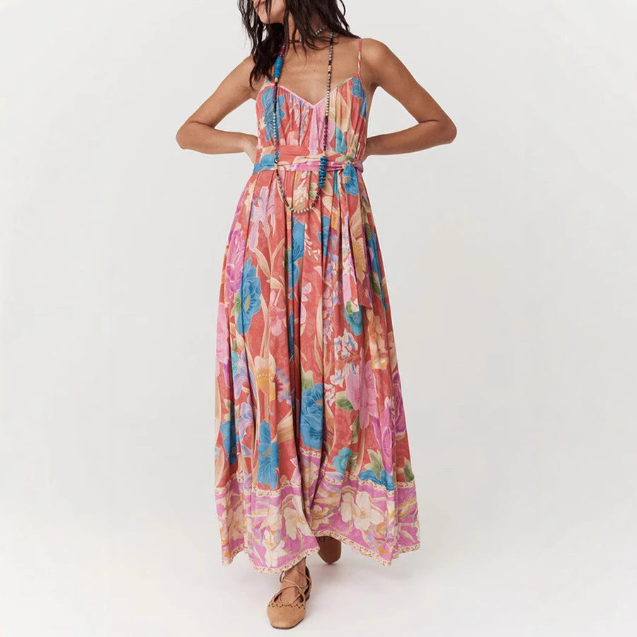 Positioning Printing Slip Dress Loose