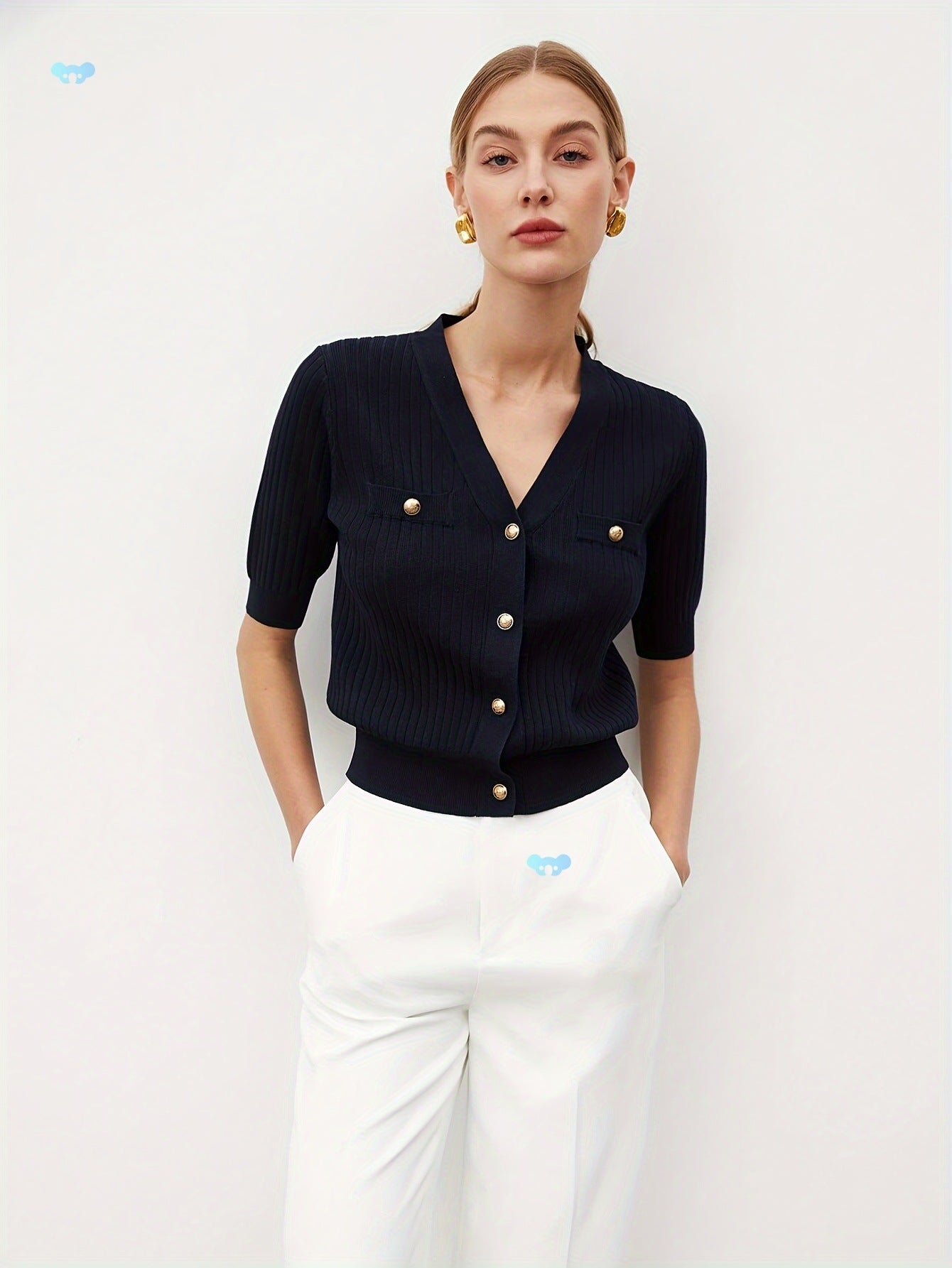 V-neck Short Cardigan