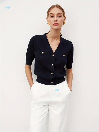 V-neck Short Cardigan