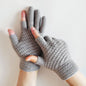 Jacquard Brushed Wool Warm Knitted Plush Gloves