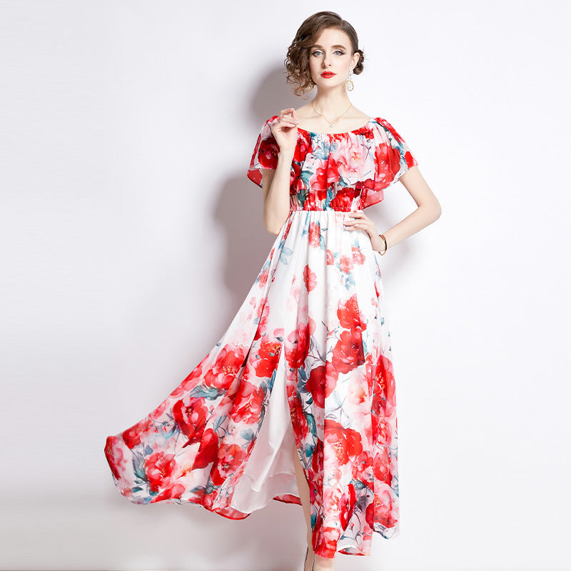 Summer Split Chiffon Dress Women