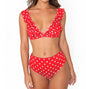 Neuer heißer Dot Floral Border Badeanzug mit hoher Taille, Strandmode-Badeanzug für Damen 