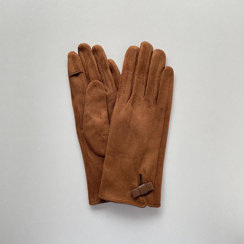 Women's Fashionable All-match Suede Bow Gloves