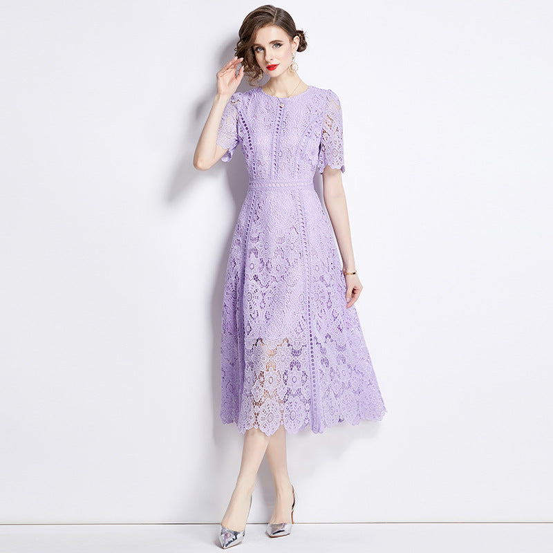 Short Sleeve Lace Dress Women