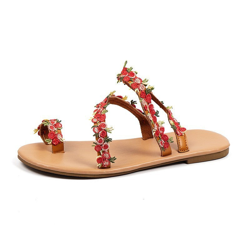 Plus Size Toe Covering Flower Beach Shoes Women