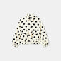 Heart Printed Jacket Coat Lapel Zipper Pocket