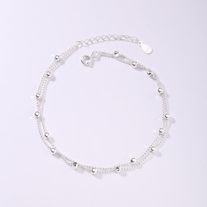 925 Sterling Silver Round Beads Anklet