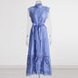 Round Neck Sleeveless Hollow Out See-through Design Solid Color Long Dress Women