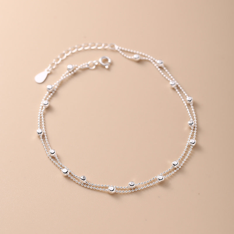 925 Sterling Silver Round Beads Anklet