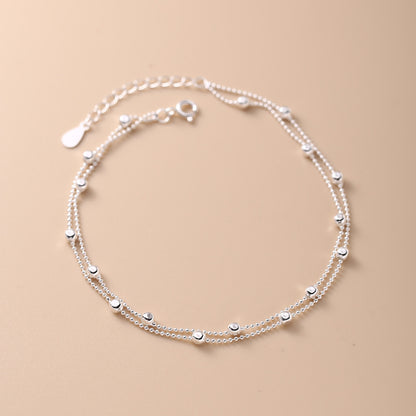 925 Sterling Silver Round Beads Anklet