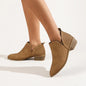 Plus Size Solid Color Hollow-out Pointed Chunky Heel Fashion Boots