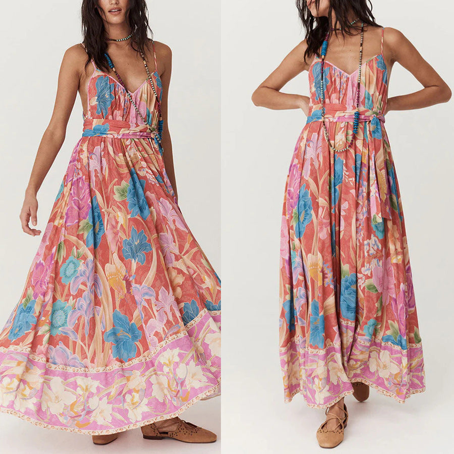 Positioning Printing Slip Dress Loose