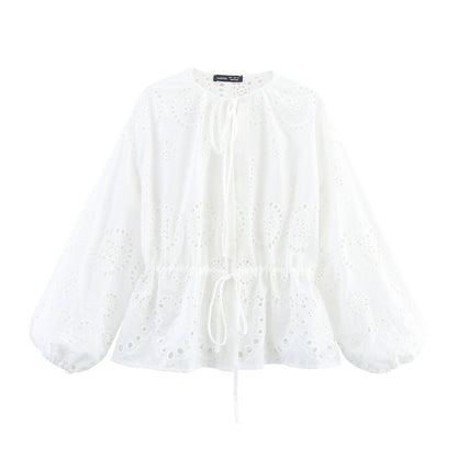 Embroidered Lantern Sleeve shirt