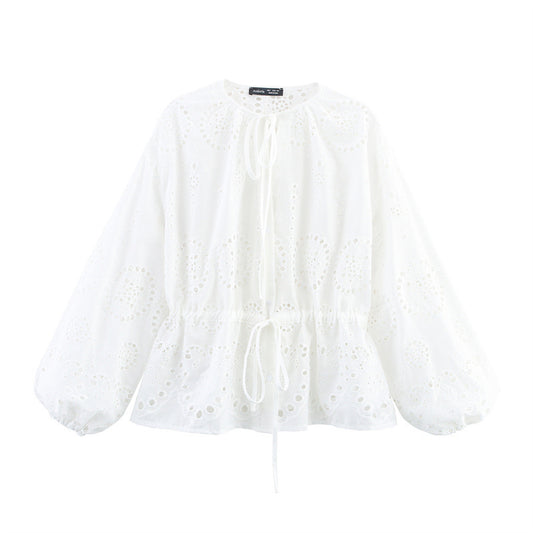 Embroidered Lantern Sleeve shirt