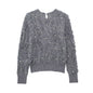 Pullover Round Neck Long Sleeves Artificial Decorated Pearls Texture Knitted Top