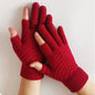 Jacquard Brushed Wool Warm Knitted Plush Gloves