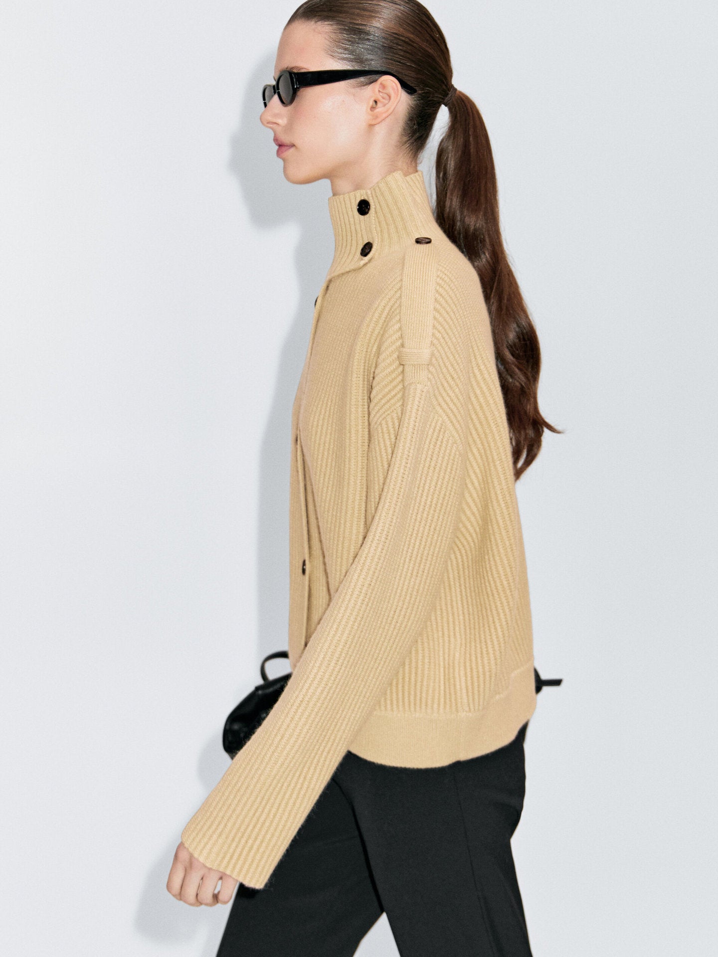 Chunky Knit Turtleneck Cardigan