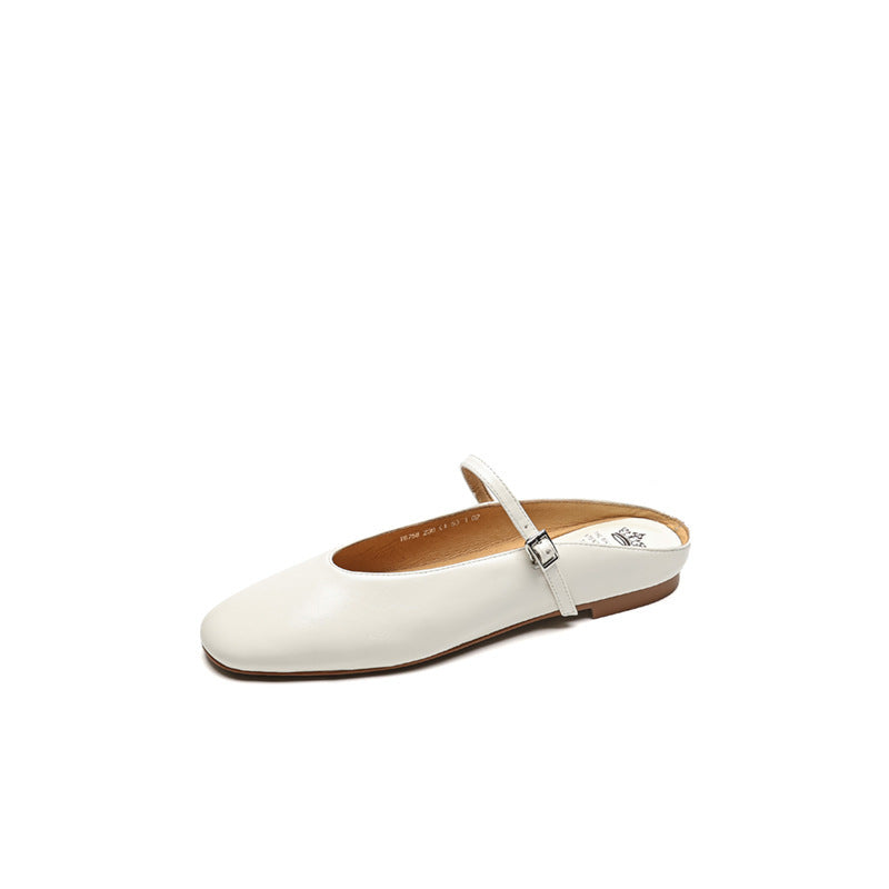 Very Soft French Simplicity Low Heel Closed Toe Half-support Slippers