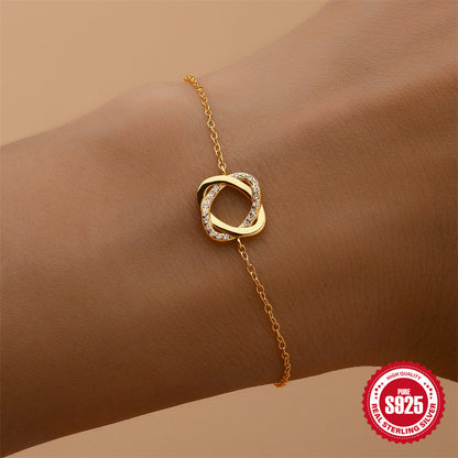 Sterling Silver Diamond Rose Ring Bracelet Niche