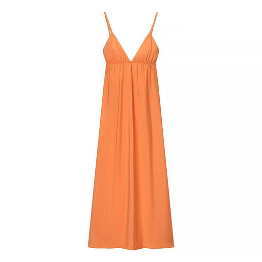 Backless Spaghetti Straps Midi Dress